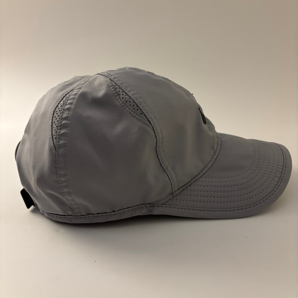 Nike Featherlight Dri-Fit Hat Mens OSFM Grey Adjustable Swoosh Running Cap - Picture 4 of 6